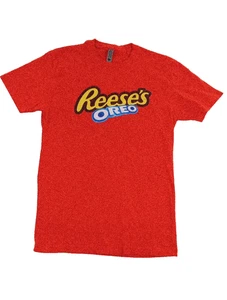Reeses Oreo Top Women Small Orange Short Sleeved T Shirt Foodie Fun Cotton Comfy - Picture 1 of 9