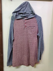 Colours Alexander Julian Hooded Shirt Men's Size Medium Red Gray Long Sleeve - Picture 1 of 8