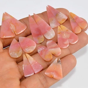 9 Pairs 70 Cts Natural Pink Opal Slice Gemstone Pair Lot 30x9 17x10mm #16835 - Picture 1 of 5
