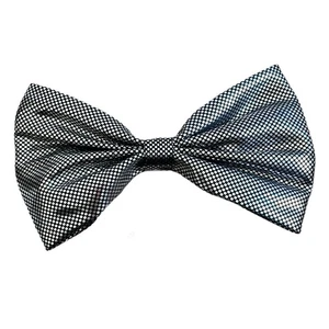 Silver Metallic Black Polka Dot Bow Girls Hair Clip - Picture 1 of 6