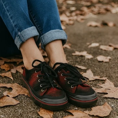 Keen Elsa IV Size 11 Red/Black Women's Buffalo Plaid Canvas Low Top Sneakers - Image 1 of 4