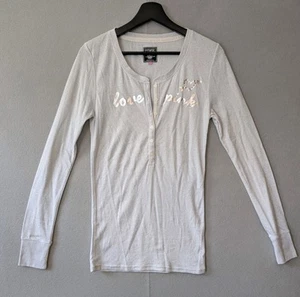 Y2K VICTORIA’S SECRET LOVE PINK Henley Shirt Silver Sparkle NWOT ‘09 Women Large - Picture 1 of 12