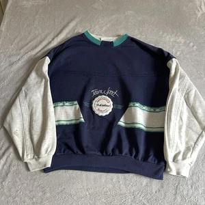 Adidas Vintage Jumper Sweatshirt Mens Large 80s 90s Crew Neck Embroidered Logo - Picture 1 of 15