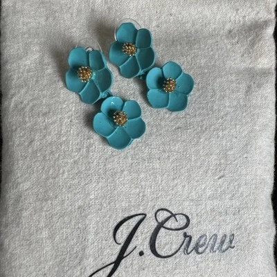 Pendientes verdes florales J.CREW, llamativos enchapados en oro ¡Nuevos!  Foto 1 de 3