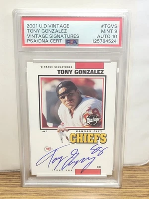 2001 Upper Deck Vintage Tony Gonzalez Auto PSA 9 - Image 1 of 2