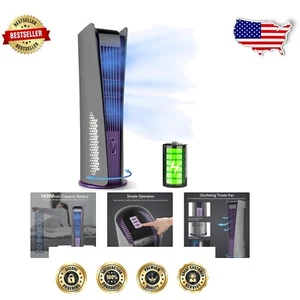10000mAh Rechargeable Bladeless Floor Fan - Quiet 3-Speed Oscillating Design - Picture 1 of 9