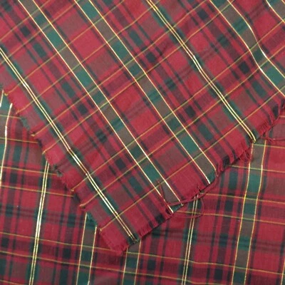 1.4 YD Vintage Wine Red Check Shirting Fabric Polycotton - Image 1 of 4