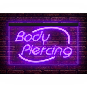 100018 Cuerpo Piercing Tienda de Tatuajes Estudio Pantalla Abierta Luz LED Letrero de Neón - Imagen 1 de 33