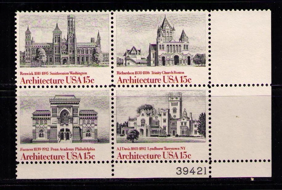 US USA Sc# 1841a MNH FVF PL# BLOCK Architecture Smithsonian Lyndhurst Trinity - Image 1 of 1