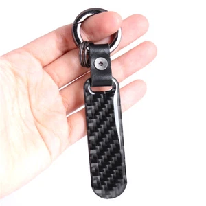 Black Carbon Fiber Car Key Ring Key Fob Universal Fit - Foto 1 di 4