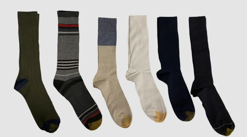 Gold Toe Men's Green Gray 6-Pair Knit Pack Crew Dress Socks Shoe 6-12 - Image 1 of 1