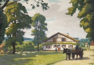 Pays Basque, Lithographie, Signature à identifier - Imagen 1 de 4
