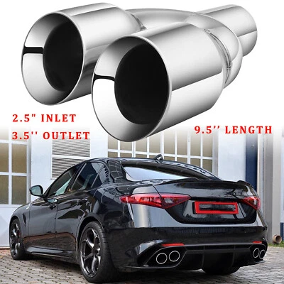 适用于阿尔法罗密欧 Giulia Quadrifoglio 2.5 英寸进口 3.5 英寸出口双排气管尖 — 第 1/4 张图片