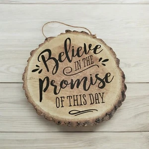 Believe Wall Decor Hanging Gods Promise Thin Wood Sign Country Rustic - Picture 1 of 7