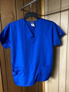 Cherokee Workwear Authentic Scrub Shirt S-S Pockets in front V Neck Blue 