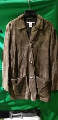 Perry Ellis Men's 3/4 GREEN SUEDE VINTAGE jacket - Image 1 of 3