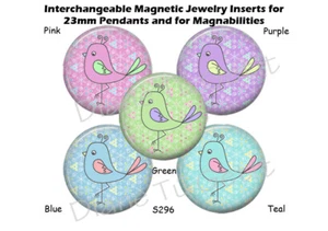 Bunte Vögel Magnet Schmuck Einsätze passend für Lupen oder 23mm Anhänger - Bild 1 von 4
