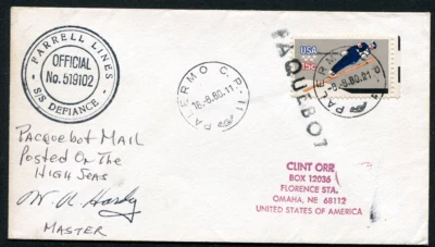 ITALY: (12146) SKIING/PALERMO PAQUEBOT CANCEL/COVER - Image 1 of 2