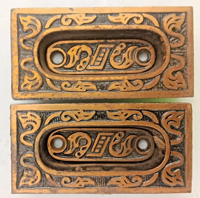 Lote de 2 - Puxador de porta de bolso vintage estilo Eastlake embutido janela faixa elevador DP2 - Imagem 1 de 4