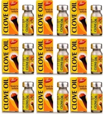 12X Aceite de clavo ayurvédico Dabur 2 ml mejor remedio para aliviar el dolor de dientes dolor oral Foto 1 de 4