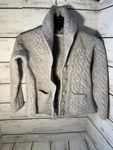Carraig Donn Open Cardigan Sweater 100% Merino Wool Beige Ireland Kids Sz Med - Picture 1 of 7