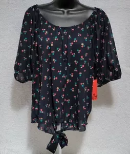 MM Plus Womens Shirt Top Blouse Size 1XL Multicolor Polka Dots NEW - Picture 1 of 12