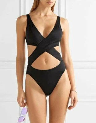 SOLID & STRIPED The Poppy Wrap One Piece Swimsuit sz S black - Image 1 of 3