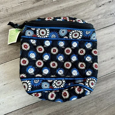 NUEVO BOLSO DE MAQUILLAJE COSMÉTICO DE VIAJE HTF RETIRADO VERA BRADLEY NIGHT OWL NEGRO Y AZUL Foto 1 de 4