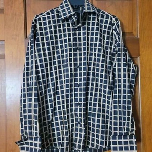 Men's Size Small Bachrach Black Tan Blue Dress Shirt Formal - Picture 1 of 8