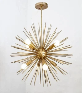Mid Century Style Urchin Sputnik Light Décor Brass Ceiling Chandelier Fixture - Picture 1 of 4