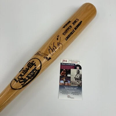 Chipper Jones 1995 Rookie Signed Louisville Slugger Game Model Baseball Bat JSA - Image 1 of 4