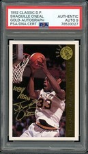 1992 Classic Draft Picks Gold Shaquille O'Neal Auto Rookie Card PSA 9 Auto