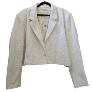 NWT Abercrombie & Fitch Womens sz XXL Cropped Tweed Blazer White Cream Textured - Picture 1 of 10