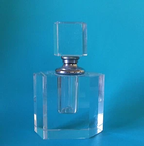 PERFUME BOTTLE - CLEAR SOLID GLASS 115mm HIGH GREAT CONDITION - Picture 1 of 3