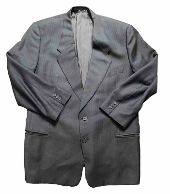 Giorgio Armani винтажный итальянский черный шерсти в тонкую полоску костюм куртка мужская 44 R - Изображение 1 из 4