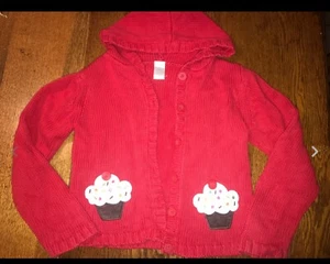 Gymboree Vintage Cupcake Cutie Red Cardigan Sweater Hoodie 8 9 10 Valentines Day - Picture 1 of 7