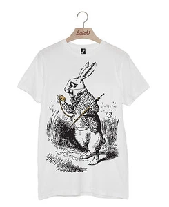 BATCH1 ALICE IN WONDERLAND THROUGH THE LOOKING GLASS WHITE RABBIT UNISEX T-SHIRT - Picture 1 of 1