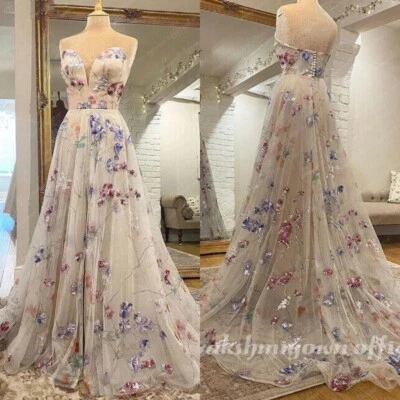 Vestidos de novia 3D flores línea A novia sin mangas encaje apliques vestido de novia Foto 1 de 4