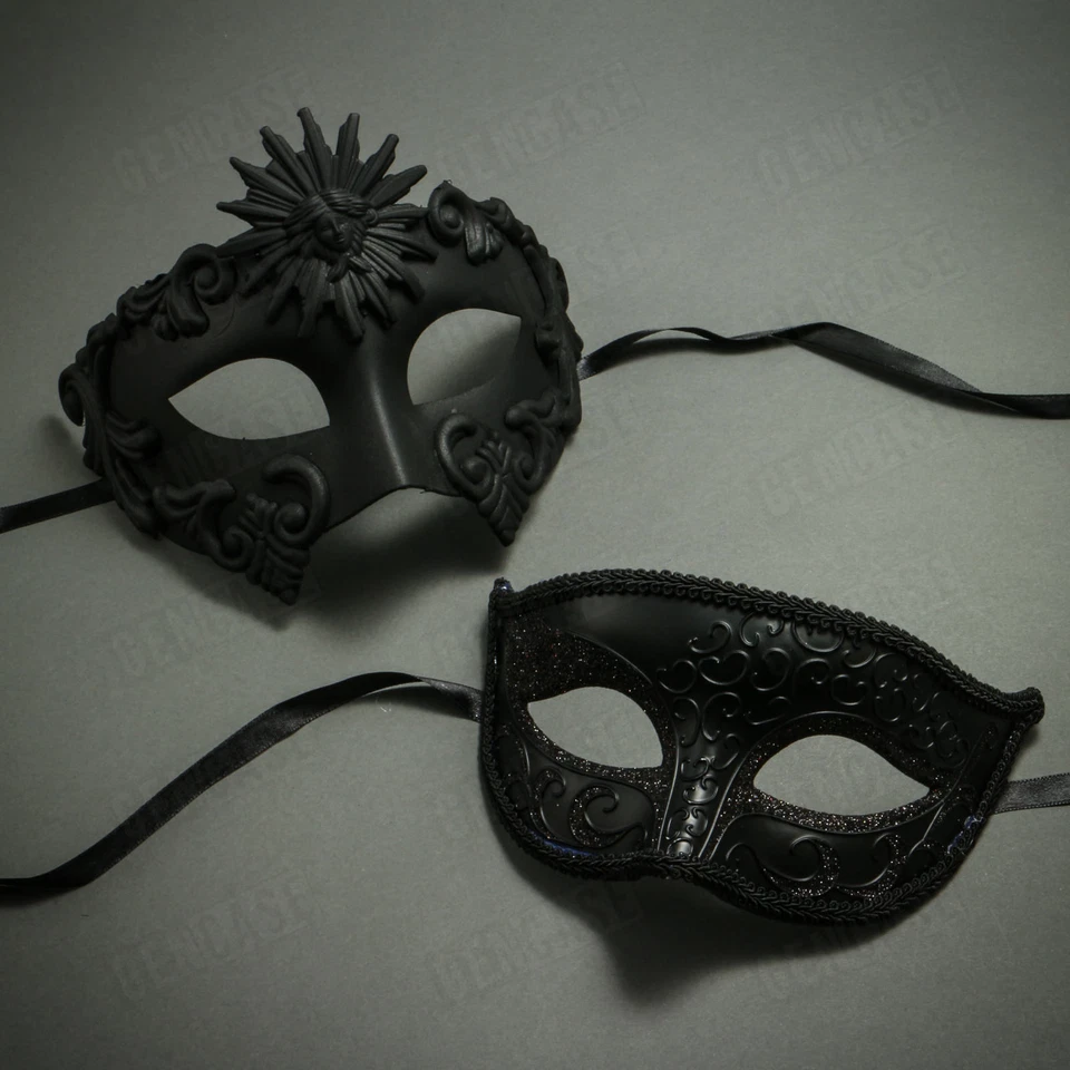 Black Sun Warrior His and Hers Masquerade Masks for Couples Prom Party Costume - Image 1 of 1