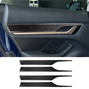 Panel de puerta interior de fibra de carbono 4 piezas moldura decorativa para Porsche Taycan 2019-22 - Imagen 1 de 12