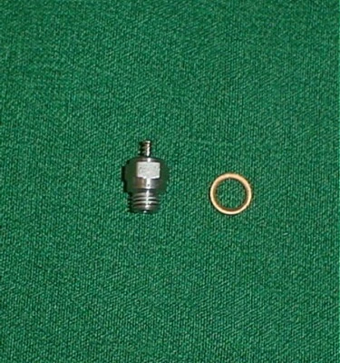 K&B NICKELED GLOW PLUG, CONTROL LINE SHORT REACH, BRAND NEW WITH GASKET, VINTAGE - Image 1 of 3