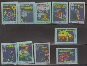 MATCHBOX ETIKETTEN LITAUEN - Verkehrssicherheit, 10er Set, auf blau, Startas, selten - **neuwertig - Bild 1 von 1