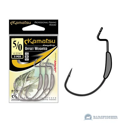 3 X KAMATSU K-0747 OFFSET WEIGHTED OFFSET WORM DROP SHOT HAKEN MIT BLEI JIGHAKEN