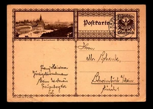 Austria 1927 10g Parliament Cacheted Postal Card Used / Light Cnr Crease -L11383 - Picture 1 of 2