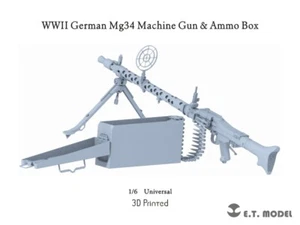 ETmodel P06-002 1:6 WWII German Mg34 Machine Gun & Ammo Box(3D Printed) - Picture 1 of 10