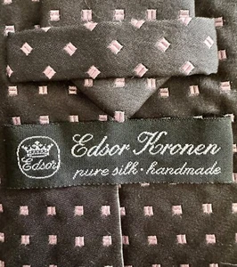 Edsor Kronen Krawatte. pure Silk . handmade . Anthrazit & rosé-farbende Rauten - Bild 1 von 9