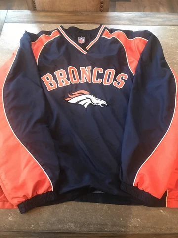 NFL Denver Bronco V Neck nylon pullover jacket mens XL Cover