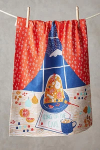 Anthropologie Toalla de Plato PUNTO DE TÉ Toalla Pastel de Frutas Cacao Ventana Bordada Nueva con Etiquetas - Imagen 1 de 1