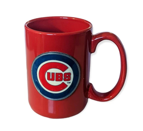 Chicago Cubs MLB Coffee Mug Cup 16 oz Red W/ Enameled Metal Logo Baseball Cover
