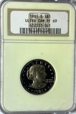 1981 S $1 Susan B Anthony Uncirculated Proof Coin NGC PF69 Ultra Cameo - Image 1 of 2